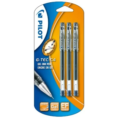 Immagine di PILOT G Tec C4 Penna a sfera con punta in gel, 0,4 mm, confezione da 3, colore: Blu