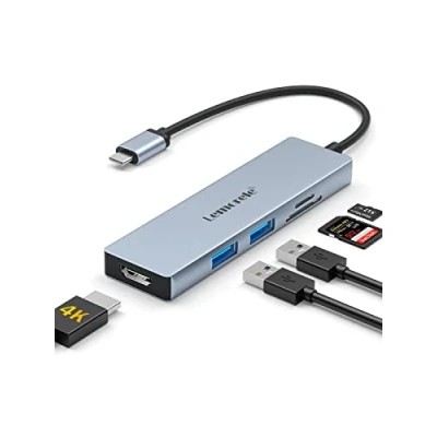 Immagine di Lemorele Hub USB C HDMI 4K 5 in 1, Alluminio Adattatore con 2 USB, SD/TF, adaptor per Windows, MacBook Pro/Air,Steam Deck/Switch, ChromeBook, Tablet PC Type C, ecc