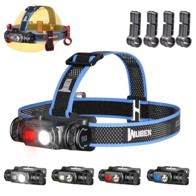 Immagine di WUBEN H1 Torcia frontale 1200 lumen LED, con sorgenti luminose multiple Lampada frontale, ricaricabile tramite USB IP68 Striscia riflettente impermeabile leggera
