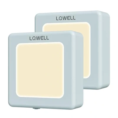 Immagine di LQWELL® Luce Notturna con Presa Pieghevole Sensore Crepuscolare, Lampada LuminositÀ Regolabile, Automatica Presa, di Orientamento (Blu, 2 Pezzi)