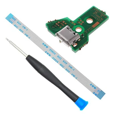 Immagine di MMOBIEL Sostituzione della porta di ricarica per il modello Dualshock 4 del controller PlayStation PS4: JDS 040 12 Pin Flex Cable Incl (+) cacciavite