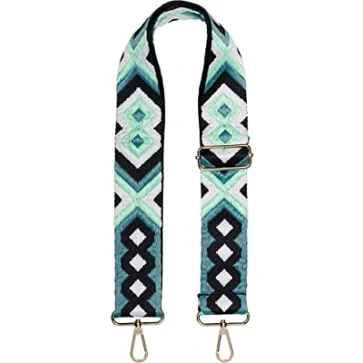 Immagine di styleBREAKER borse tracolla regolabile con motivo etno colorato, per borsa di cambio, moschettone, unisex 02013024, colore:Menta Petrol Nero Bianco