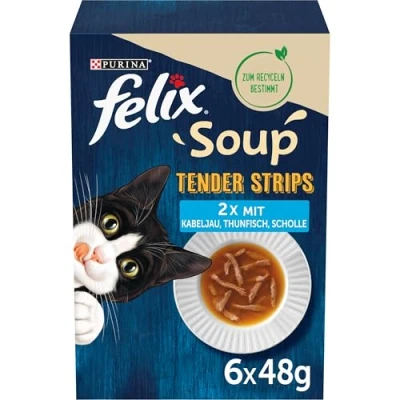 Immagine di Felix Soup Filetti 6 x 48 g Alimento umido per gatti Varietà di Mare
