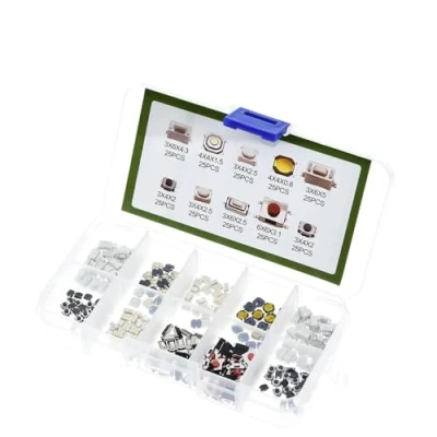 Immagine di DollaTek 250PCS Interruttore a Pulsante Touch 10Value Kit assortimento Micro momentaneo + Scatola di plastica