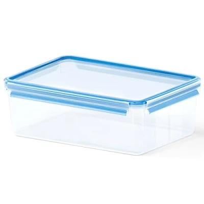 Immagine di Emsa Clip &amp; Close 508547 Contenitore per alimenti rettangolare con coperchio, 5.4 litri, Trasparente/Blu