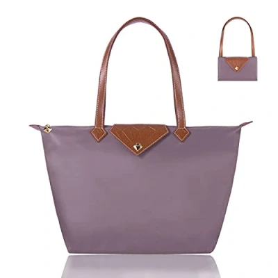 Immagine di BOJLY Borsa da donna, Borse Tote a tracolla mano donna in nylon con diamanti Shopping Pieghevole viaggio impermeabile Viola Piccolo…