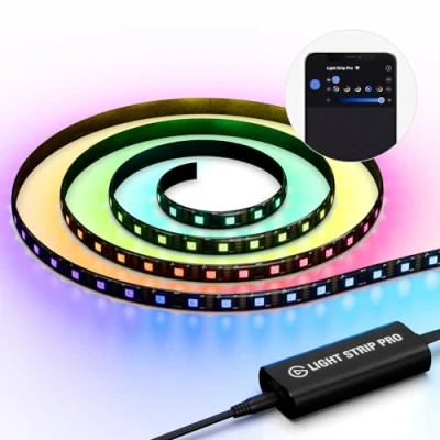 Immagine di Elgato Light Strip Pro LED RGB controllabili individualmente, scene IA, velocità/intensità/direzione regolabili controllato tramite app su Mac, PC, iPhone, Android, Stream Deck