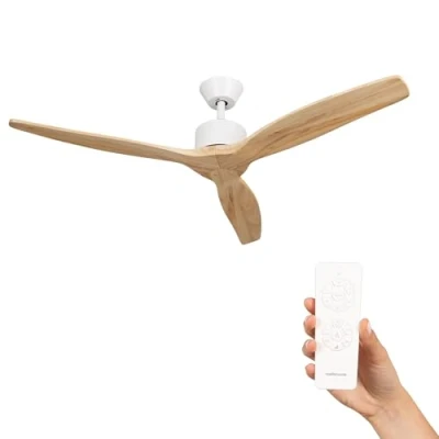 Immagine di Mellerware Ventilatore da soffitto con telecomando Brizy! Potenza 45 W Ultra silenzioso 3 pale Diametro 132 cm 6 velocità Timer Legno Chiaro