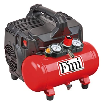 Immagine di Fini Siltek S/6 Compressore Silenzioso 2 Manometri (59 Db), 6L, 1.0 Hp, 8 Bar, 750 W, 230 V, Rosso, ‎37 x 37 37.5 cm 16.54 Kg