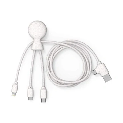Immagine di Xoopar Mr Bio 1 m di lunghezza Cavo ricarica universale 4 in a forma polipo progettato con materiali ecologici Micro USB, Lightning, spina USB