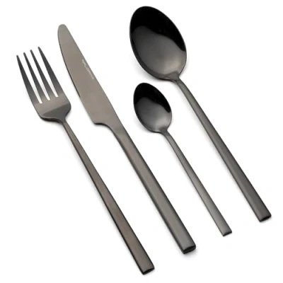 Immagine di FLORINA Set di Posate in Acciaio Inox I 24 Pezzi per 6 Persone da Tavola Servizio RITZ Completo Forchette, Coltelli, Cucchiai Tavola, Tè Nero