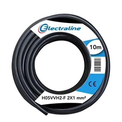Immagine di Electraline 10981 H05VVH2 F Cavo, Sezione 2x1 mm, Lunghezza 10 m, Nero