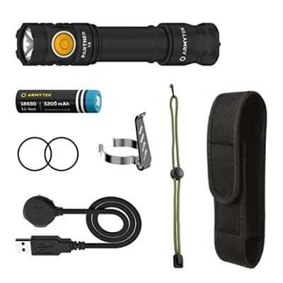 Immagine di ArmyTek Partner C2 Magnet USB Warm LED (monocolore) Torcia tascabile con clip per cintura, fondina a batteria ricaricabile 1020 lm 118 g