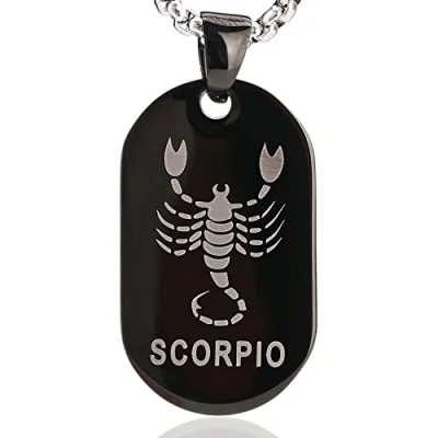 Immagine di DonDon Collana Unisex con Ciondolo Segno Zodiacale in Acciaio Inox 52 Argento e Nero Sacchetto di Velluto Scorpione