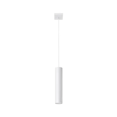 Immagine di SOLLUX LIGHTING Lagos 1 Lampada a sospensione Design moderno con paralume cilindrico, stile industriale Lampadina GU10 sostituibile, x 40 W Acciaio verniciato polvere, bianco, 8 100 cm
