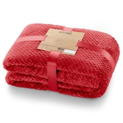 Immagine di DecoKing Coperta in Microfibra, Pile Morbido, Tessuto, 70 x 150 cm, Rosso
