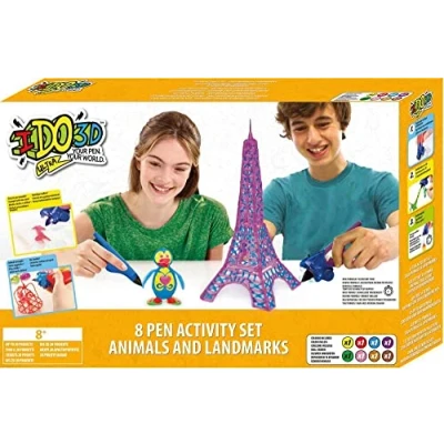 Immagine di IDO3D Ultra Set di 8 Penne: Animali dello Zoo e Punti Riferimento, Multicolore, DD002000