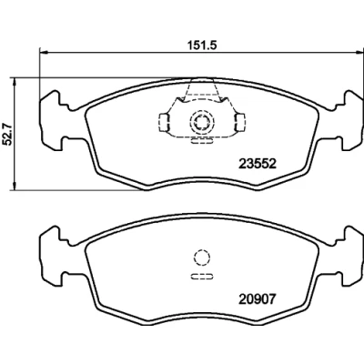 Immagine di HELLA 8DB 355 009 131 Kit pastiglie freno Non predisposto per contatto segnalazione usura FIAT: Punto II Hatchback, Strada Pick up, Palio I Hatchback
