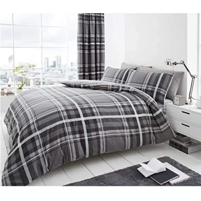 Immagine di GC GAVENO CAVAILIA Set di biancheria da letto reversibile con motivo tartan alta qualità, 3 pezzi, trapuntate traspiranti stampate king size, rosso