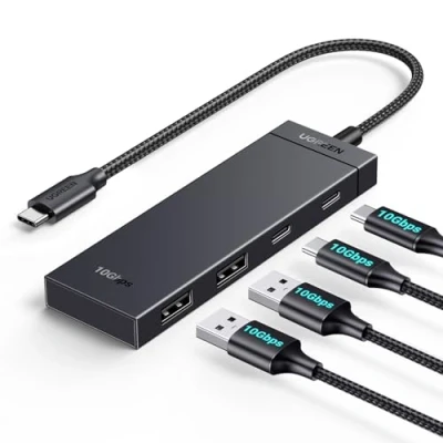 Immagine di UGREEN 10Gbps Hub USB C 3.2 Gen 2 Adattatore A Porte e Compatibile con iPhone 16 Plus Pro Max MacBook Air iMac XPS iPad Surface Galaxy S24 Cavo 30CM