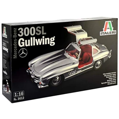 Immagine di Italeri 3612 300SL Gullwing Scala 1:16, modellismo, Model Kit, Automobili Mercedes Benz Modello in Plastica da Assemblare e Pitturare, Colore Grigio, zzzz s, IT3612