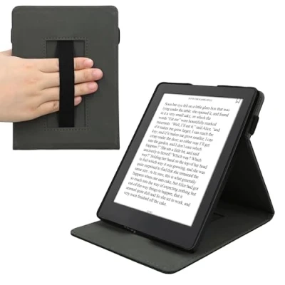 Immagine di kwmobile Custodia verticale compatibile con Kobo Aura H2O Edition 2 Cover fascia mano e leggìo Case Reader Flip