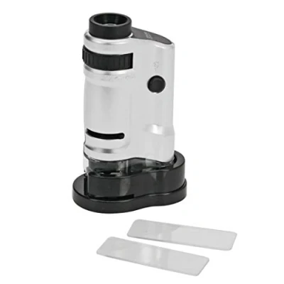 Immagine di SAFE 5672 microscopio 20 40x tascabile con LED adatto per l&#039;osservazione di francobolli, monete, gioielli, minerali 10 x 5,5 3 cm