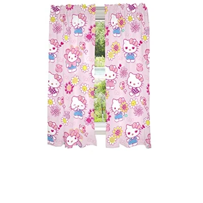 Immagine di Franco Set di tende per finestre cameretta dei bambini, 208,3 x 160 cm, Hello Kitty