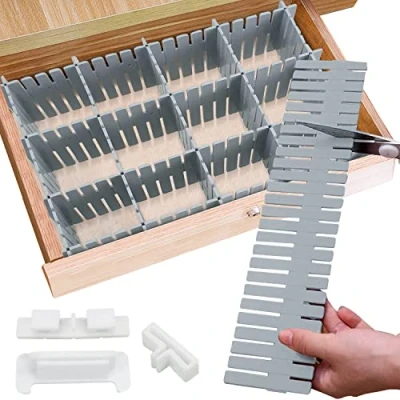 Immagine di GIAK Divisori per cassetti Separatori Regolabili 16 PCS Organizer organizzatore Ufficio Bagno Cucina o Camera da Letto (blu)
