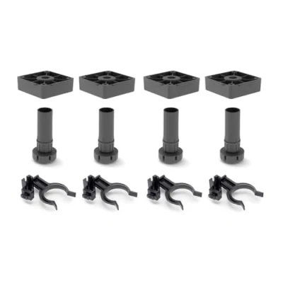 Immagine di Emuca Gambe per mobili, Piedi mobile in plastica colore nero, Set di 4 piedini regolabili altezza 120mm