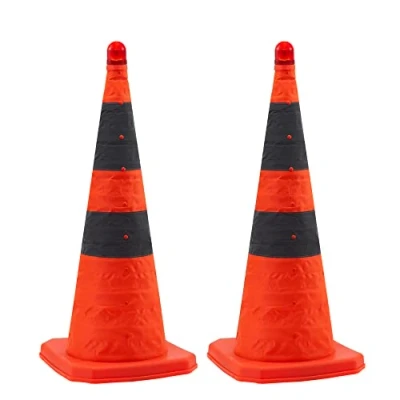 Immagine di 2 Pack 70cm cônes de signalisation pliables/panneau cône signalisation/cône sécurité réfléchissant polyvalent, orange waist: 18 pouces / 70cm)