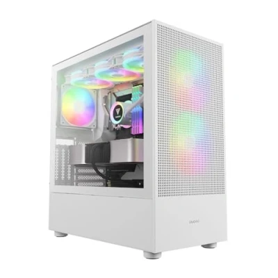 Immagine di Gamdias Talos E3 Mesh Elite, e ATX Mid Tower Gaming PC Case w/vetro temperato, 2 x 140 mm 1 120 PWM ARGB ventole integrate, fino a radiatori/AIO 360 mm, 390 GPU/VGA RTX 40 Series,