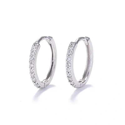 Immagine di LuLiyLdJ 1 paio di Orecchini a bottone in argento con zirconi Donna Regali Donna/Uomo cerchio da 12 mm