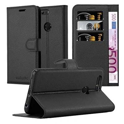 Immagine di Cadorabo Custodia Libro per Honor 8 in NERO CARBONE con Vani di Carte, Funzione Stand e Chiusura Magnetica Portafoglio Cover Case Wallet Book Etui Protezione