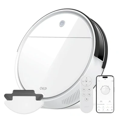 Immagine di OKP K5B Robot Aspirapolvere e Mocio Ultra Sottile 7.7 cm, 2500Pa, Wi Fi/App/Alexa, Adatto per Salviette Monouso, Ideale Peli di Animali, Tappeti, Pavimenti Duri, Automatic Recharge