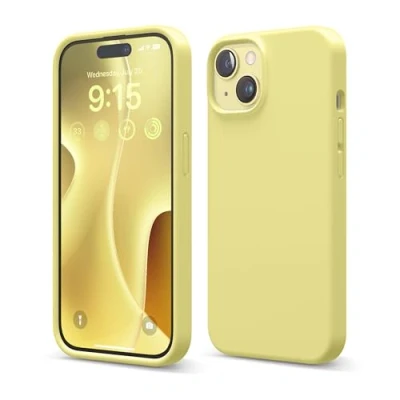 Immagine di elago custodia in silicone liquido compatibile con iPhone 15, di alta qualità, protettiva integrale [struttura a 4 strati antiurto], fodera morbida microfibra antigraffio