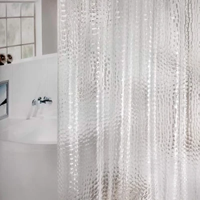 Immagine di WELTRXE Tenda da Doccia Antimuffa 180 x 200 cm in EVA Impermeabile con 12 Anelli e Peso Magnetico Inferiore, Bagno Semitrasparente 0.15 mm, Motivo Cubo D&#039;acqua, per Vasca