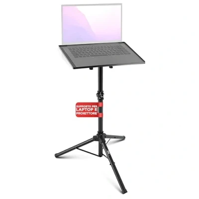 Immagine di Pyle PLPTS2 Supporto Notebook da DJ e Proiettore, Treppiede Regolabile in Altezza fino a 89 cm con Dimensioni della Piastra di 35,56 x 27,94 cm, Laptop Scrivania, Ottimo per Palco o Studio