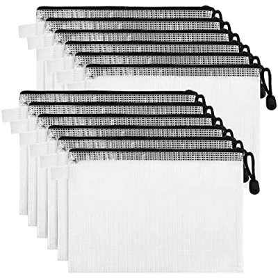 Immagine di Belle Vous Buste con Zip Retate Trasparenti (12pz) Portadocumenti A5 Busta Plastica Cerniera per Accessori Viaggio, Cosmetici, Scuola ed Ufficio Porta Documenti Impermeabile