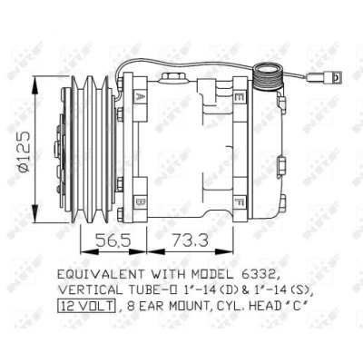 Immagine di NRF 32802 compressore Aria Condizionata SD5H11 12V PAG 100 con olio