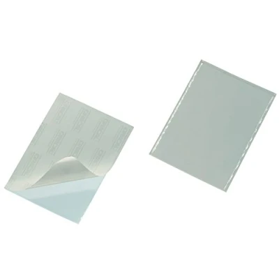 Immagine di Durable 809419 Pocketfix, tasca adesiva con inserto in cartoncino per cataloghi, portalistini, f.to A5, trasparente, confezione da 5 pezzi