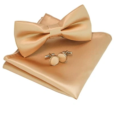 Immagine di JEMYGINS Papillon Uomo Oro Regolabile in Diversi Colori con Fazzoletto e Gemelli