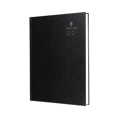 Immagine di Collins agenda da scrivania 2025 standard per professionisti, formato A4, visualizzazione settimanale, colore nero, (40,99 25), aziendale di alta qualità con copertina rigida in pelle