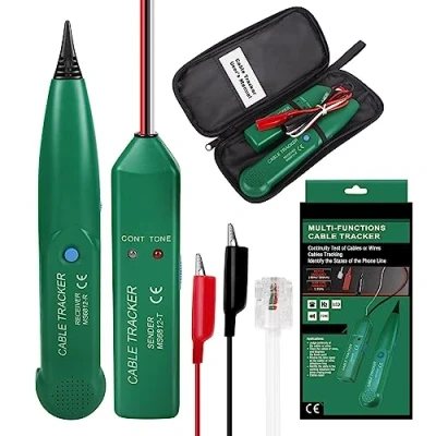 Immagine di CJBIN Rilevatore di linea Telefonica, MS6812 Tester per Cavi ReteTracciatore via cavo, Rete, Telefono, Controllo Della Continuità, con Trasmettitore e Ricevitore(Batteria Non Inclusa)