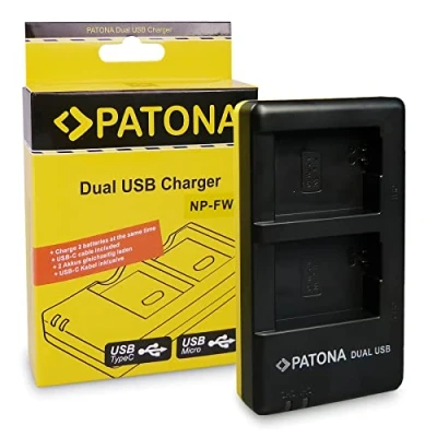 Immagine di PATONA 1964 Caricatore per Batteria NP FW50 ZV E10 ILCE QX1 Alpha 6000 6100 6300 6400 6500 A33 A35 A37 A55 A3000 7 7II 7R 7RII 7S DSC RX10 NEX 3 5 6