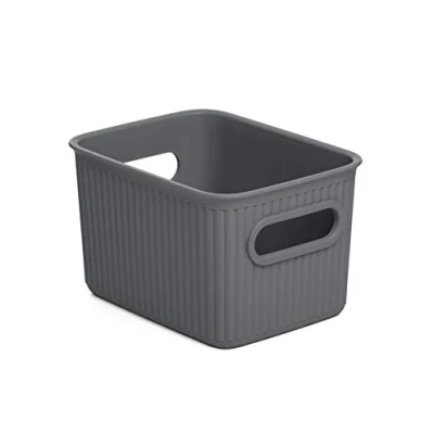 Immagine di TATAY Set di 4 Cestino Portaoggetti Baobab, 1.5L Capacita, Polipropilene, Senza BPA, Grigio Antracite. Dimensione 12,5 x 16,4 10 cm