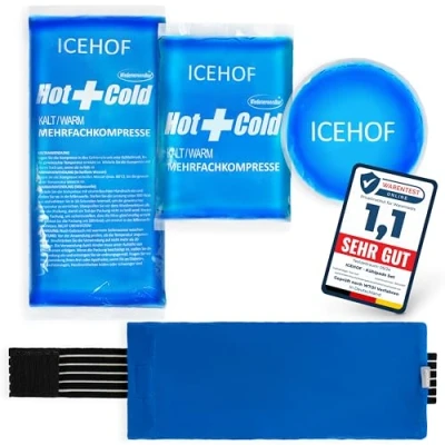 Immagine di ICEHOF Cuscinetti refrigeranti (3 pezzi) con rivestimento in tessuto non tessuto, morbido, lunga durata di raffreddamento diverse misure
