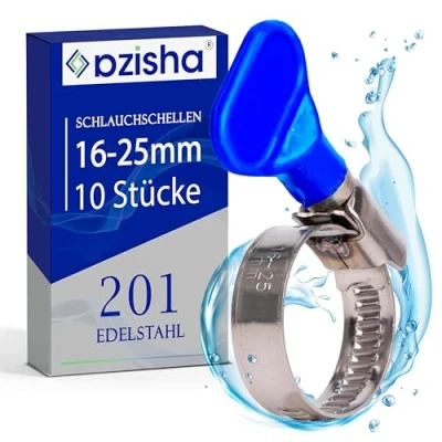 Immagine di AZISHA Fascette Metalliche Stringitubo 16 25mm 10 Pezzi Inox Regolabile Acciaio Per Tubi Piscina,Giardino,Gas,Lavatrice,Auto E Acqua
