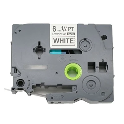 Immagine di BROVACS 1 confezione di nastro adesivo nero su bianco compatibile con Brother P Touch TZ 211 TZe 6 mm 1/4&quot; OPA1121
