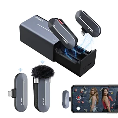 Immagine di SYNCO P1L 【Certificazione MFi】di Microfono Lavalier Wireless 2.4Ghz, Custodia di Ricarica Senza Fili per il iphone ipad Vlog Youtube Interviste, Lightning